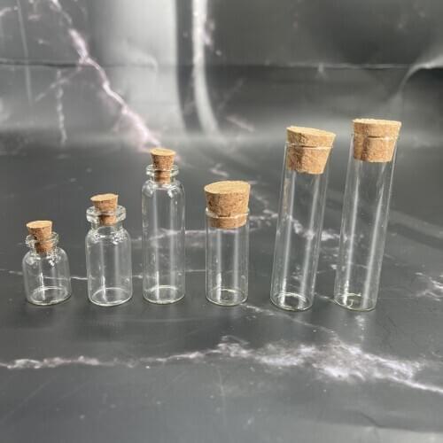 150pcs 1.5/2/3/4/5/6ml Small Clear Glass Wish Bottle Jar Vials Empty Jars with Cork Stopper Wedding Holiday Decor Christmas Gift