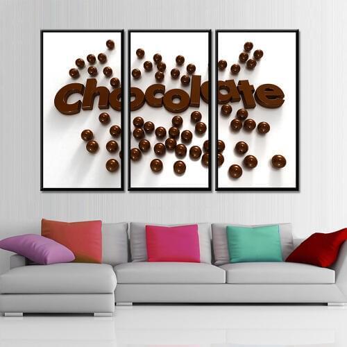 Unframed 3 Panels Abstract Letter Chocolate Painting Modern Wall Canvas Art Print and Poster Home Decor for Living Room