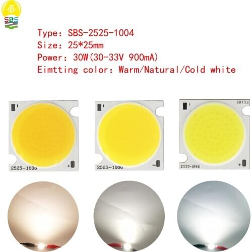 5pcs 25*25mm 30W 30-33V 900mA led cob bulb light source led for down lamp track lighting diameter 23mm Fixtures bulb