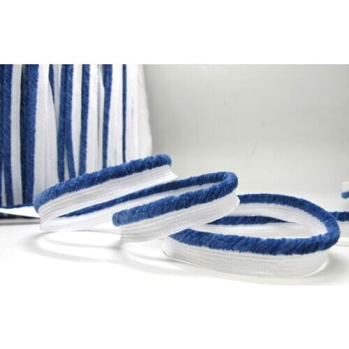 5 Yards 3/8 Inch Blue and White Chenille Furry Piping Lip Cord Trim|Pillow Cushion Trim|Upholstery Edging Trim Sewing Supplies