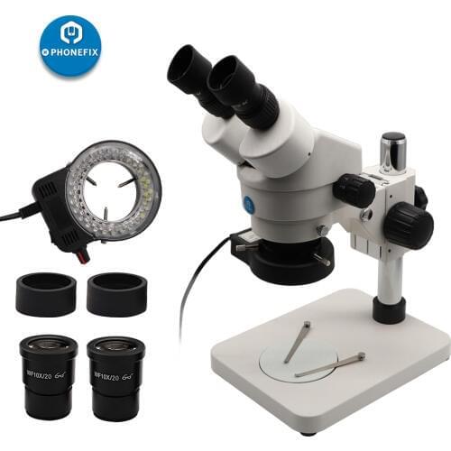 7X-45X Stereo Simul-Focal Continuous Zoom Soldering Microscope Binocular with LED Light for Phone Motherboard Repair Tool