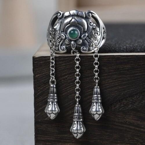 925 Sterling Silver Bat Opening Ring Fine Jewelry Gift For Women Girl Tassel Index Finger S925 Resizable Personalized Rings