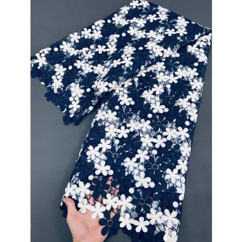 African Guipure Cord Lace Fabrics With Stones Embroidery French Dry Lace Fabric High Quality For Wedding Dress HF290