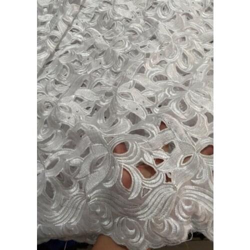 Free Shipping white high quality wedding lace African Fabric 5 Yards 100% Cotton Swiss Voile Lace-N88173