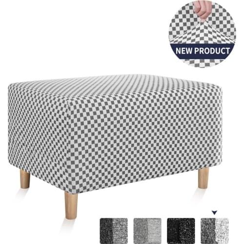Nordic Modern Ottoman Slipcovers Rectangle Footrest Sofa Chair Cover Stretch Jacquard Slipcovers Bedroom Ottoman Protect Cover