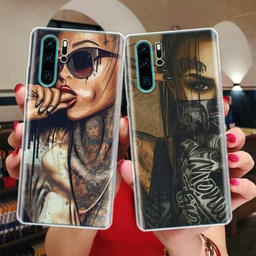 Sexy Sleeve Tattoo Girls Cool Silicon Phone Case For Huawei Honor 10 9 20 Lite Y5 Y6 Y7 Y9 9X 8X 8S 8A 7X 7A 7S Pro + 10i20i Coq