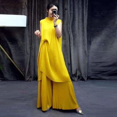 CHKEFashion Women Two-piece New Summer Fashion Casual Sleeveless Tops Pluz Size Europe Long Pants Womens Sets 202005001