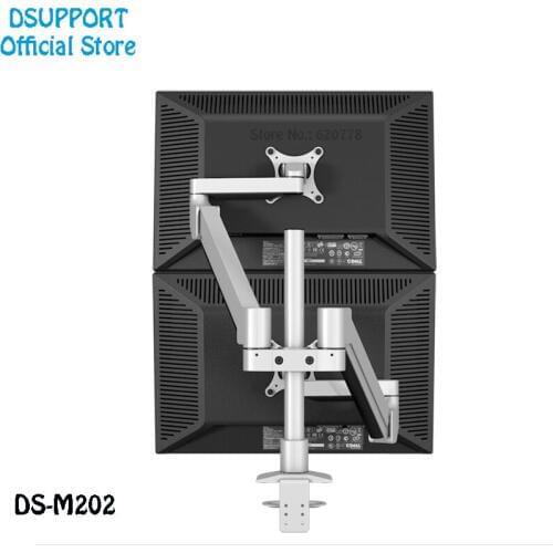 M202 Desktop 15-30 inch Dual Monitor Holder Support Aluminum Full Motion Dual Arm Loading 16kgs with 40cm Stand Pole