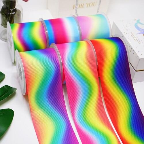 DIY Cartoon Gradient Color Printed Grosgrain Ribbon For Craft Supplies Sewing Accessories 5 Yards. 16559