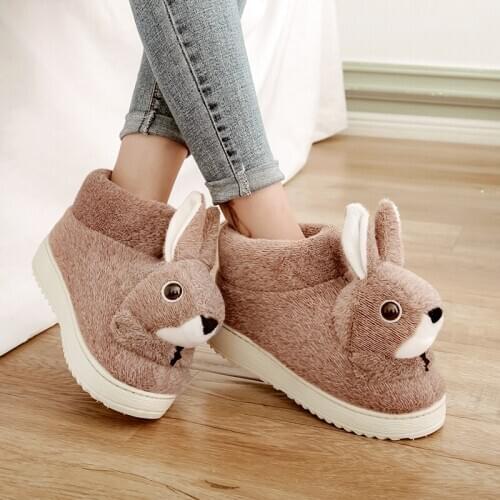 Winter Warm Kids Men&Women Adults Cotton Slippers Rabbit Shape Plush Slipper Shoes Indoor Shoes Soft Bottom Cartoon Home Slipper