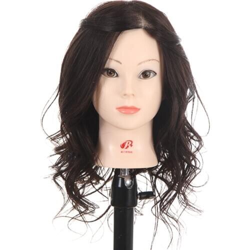 Hairdressing Training Heads 16" Brown 100% Human Hair Mannequin Head With Natural Hair High Quality Hair Practice Head For Sale