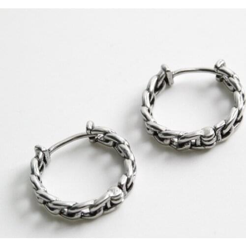 Classic Twist Rope Mens Ear Buckle Fashion Simple Personality Cool Retro Single Titanium Steel Hip Hop Man Women Ring Jewelry