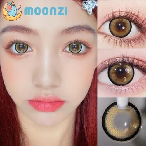 MOONZI Pineapple Pops Contact Lenses Annually brown Soft for Eyes big pupil Contact Lens Myopia Prescription degree 2pcs/Pair