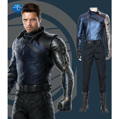 Movies The Falcon and the Winter Soldier Cosplay Winter Soldier Costumes Bucky Barnes Outfit Uniform Halloween Carnival Custom