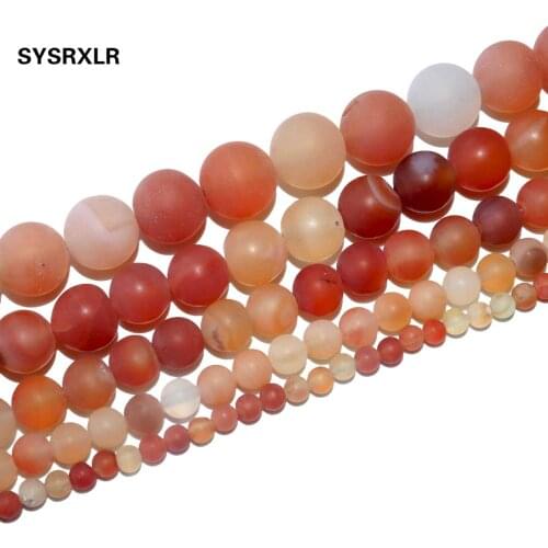 Dull Polish Matte Natural Stone Pink Agates Stone Round Beads For Jewelry Making DIY Bracelet Necklace Material 4/6/8/10/12MM