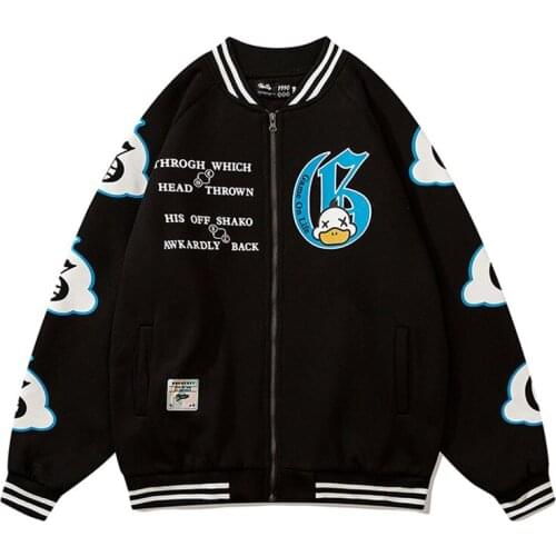 Mens Baseball Jacket Harajuku Pattern Letter Printed Coats Spring Autumn Casual Loose Stand Collar College Style Jackets Unisex