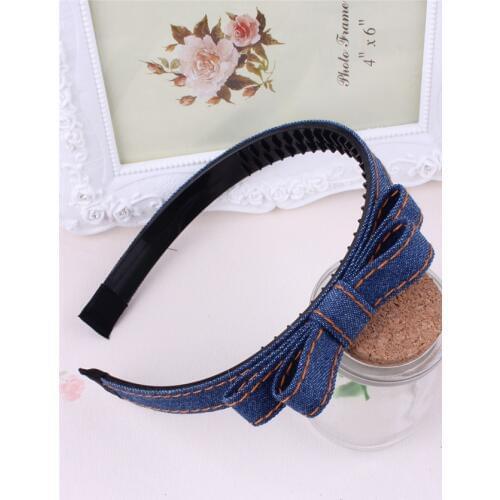 New arrival Children Lovely denim bow hairbands baby girls headwear cute young women hair accessories child hairpins