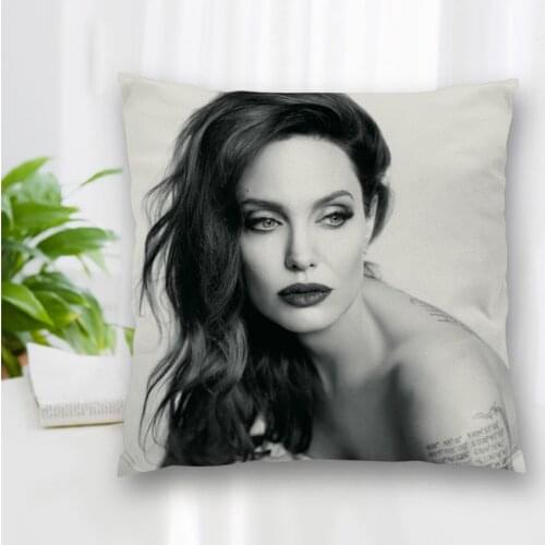 Custom Angelina Jolie Actor Pillow Slips Polyester Decorative Pillowcases Zipper Pillow Case Pillowcase Cover Square 40x40cm