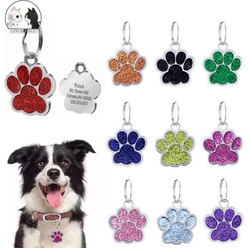 Personalized Cat Dog Tags Pet Cat Name Tags Customized Dog ID Tag Collar Accessories Nameplate Anti-lost Pendant Metal Keyring