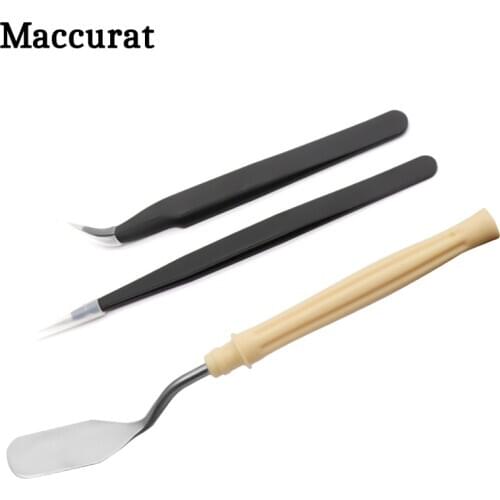 3pcs/lot Anti-static Precision Tweezers Pincet Stainless Steel ESD Tweezer Electronics Repair Tools 3D Printer Model Shovel