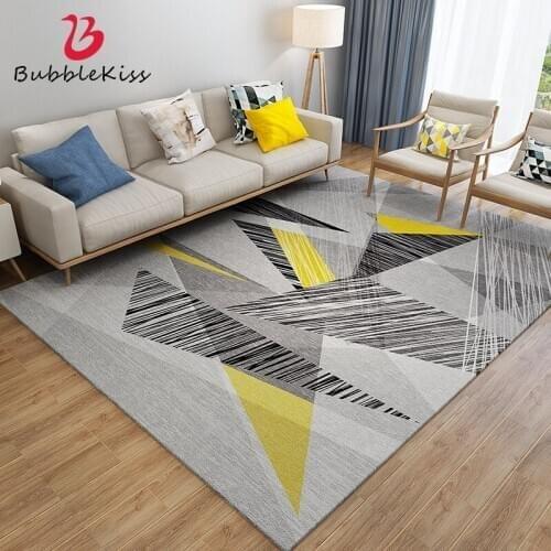 Bubble Kiss Nordic Style Geometric Pattern Carpets Yellow Grey Bedroom Rug Customize Bedside Area Rug Home Decor Floor Mats 2021