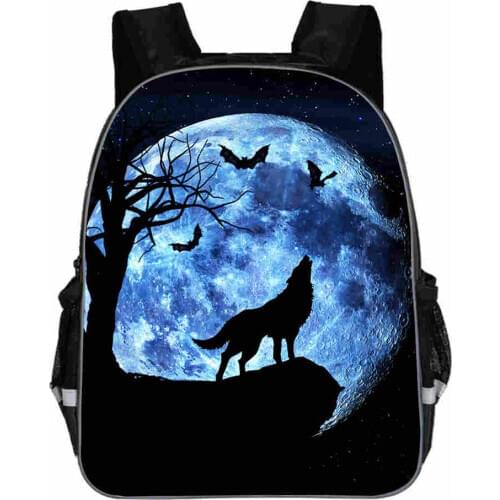 Wolf Backpack Anime Moon Dog For Teenagers Boys Girls Toddler Animal Kid School Book Bags Men Women Mochila Bolsa