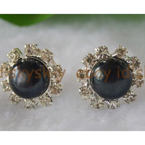 8-9mm Natural Black Freshwater Pearl Earring Crystal Earrings AAA