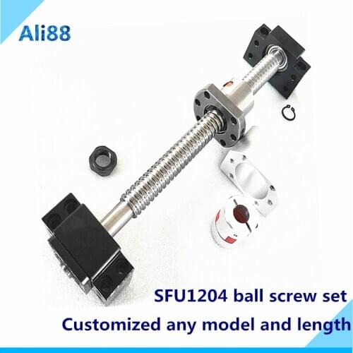 SFU1204 set：SFU1204 rolled ball screw C7 with BK10BF10 end machined+ball nut+nut housing+end support+coupler RM1204 cnc parts