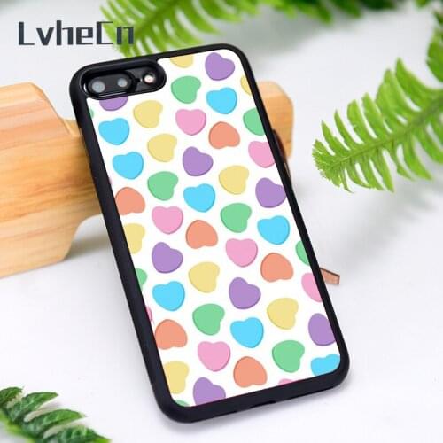 LvheCn Silicone Rubber Phone Case Cover for iPhone 6 6S 7 8 Plus X XS XR 11 12 Mini Pro Max Colorful Sweet Heart