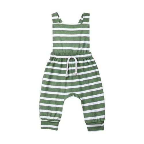 Cute Baby Boy Girl Cotton Clothes Overalls Sleeveless Striped Romper Jumpsuit Sunsuit Casual Outfit