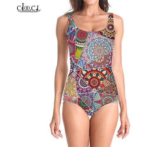 CLOOCL Colorful Geometric Pattern 3D Print Girls One-piece Swimsuit Bathing Suit Sleeveless Slim Sexy Swimwear Summer