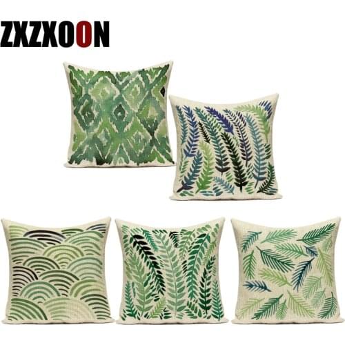 Tropical Green Plant Leaf Cactus Palm Polyester Pillow Case Sofa Home Decoration Cushion Cover Pillowcase for Living Room