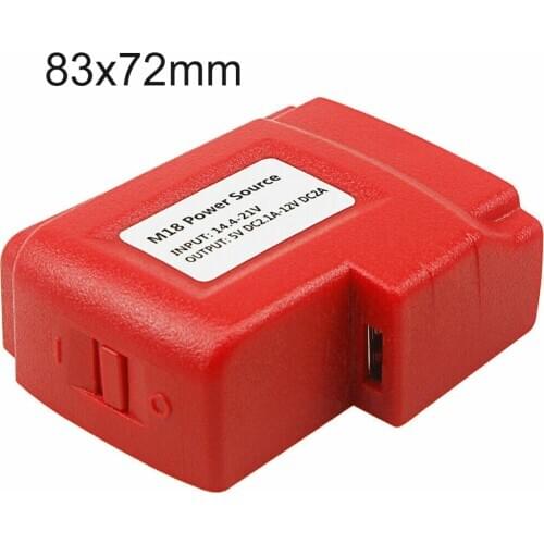 Universal LED Light Flashlight Charger DC 12V Power Adapter For Milwaukee 49-24-2371 M18 Lithium Battery USB Outlet