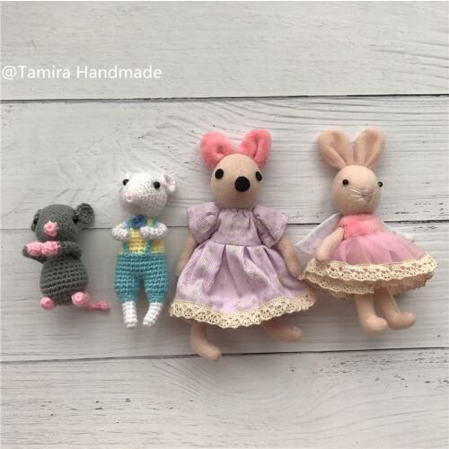 Hand Made Fairy door great gift for Kid miniature Magic Rabbit Mouse Teeth Fairy Accessory 6 Styles Knit Stuffed Dolls Toys