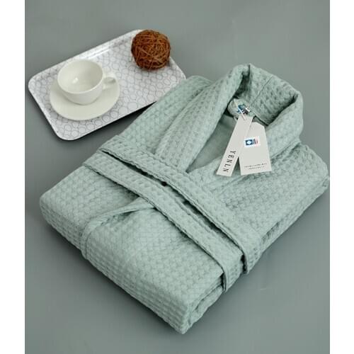 Green Robe 100% Cotton Waffle Gauze Robe Bath Robe Soft Ventilation Robe All Seasons Females Casual Home Bathrobe Japan Style