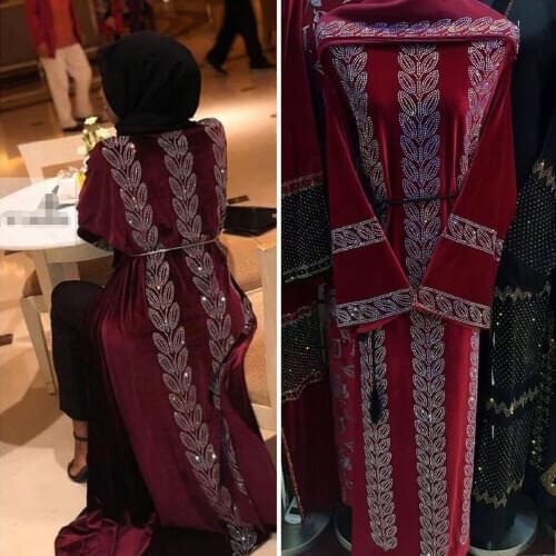 Fashion new diamond Inlaid Mubarak Dubai Femme Turkish Luxury Hijab Muslim Dress African Abaya For Women Kaftan islamic Clothing