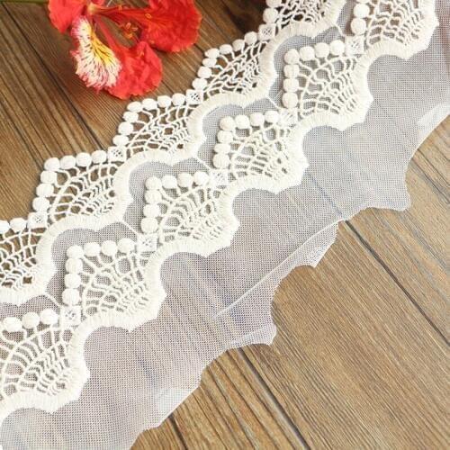 1Yards15cm Milk white embroidered Cotton lace Sewing Accessories craft Handmade for clothing bag wedding Decoration
