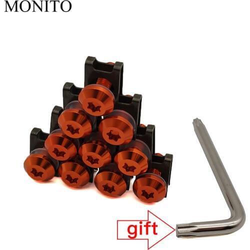 10 PCS CNC For honda cb190r cb1000r monkey yamaha tmax 500 530 Motorcycle Fairing Screws Custom Moto Body Spring Nuts Bolts Red