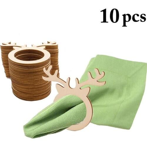 10PCS Napkin Ring Creative Wooden Antler Napkin Band Napkin Wrap for Party