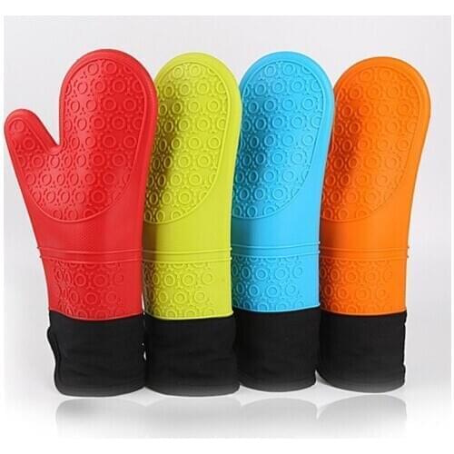 100 PCS long length and ADD cotton silicone cloth glove microwave oven heat resistant BBQ gloves and Bakeware Oven Mitts