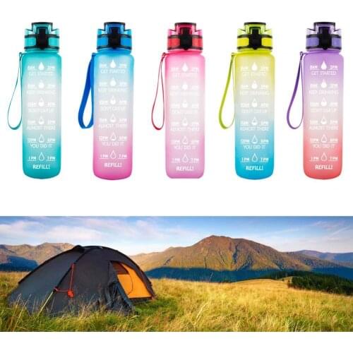 1000ML Gradient Color Water Bottle Large Capacity Bouncing Cover Fitness Drinking Cup for Outdoor Sports Water Kettle