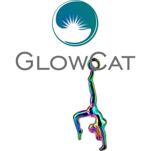 30PCS Rainbow Color Gym Sport Gymnast Girl Charms for Handmade Necklace Pendant Jewelry 22189