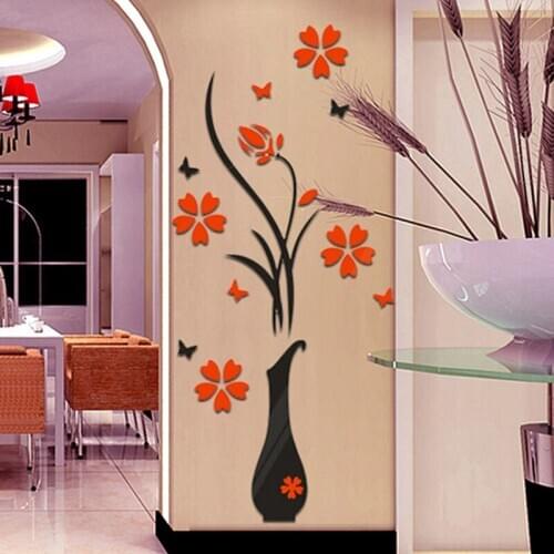 2019 Plant Vase Flower Tree butterfly 3D DIY Wall Stickers Decal Home Decor Wallpapers Living rooms Kitchen bedroom Decorations