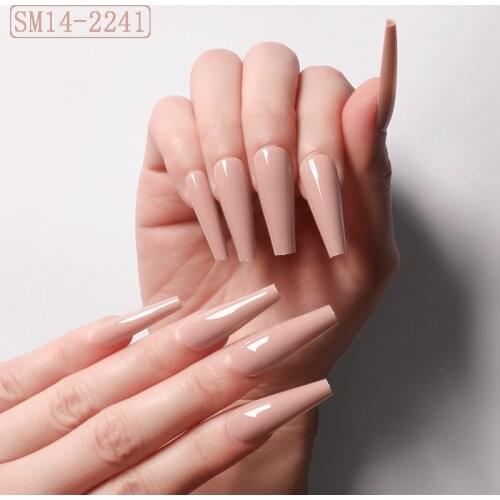 5 Sets Super Long Wearable Press On Nails Full Cover Coffin Fake Nails Art Glossy Ballerina False Nails Party Prom Faux Ongles