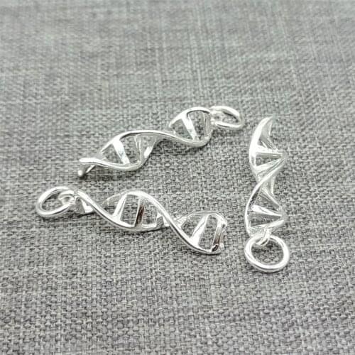 5 Pieces of 925 Sterling Silver Double Helix DNA Charms for Bracelet Necklace