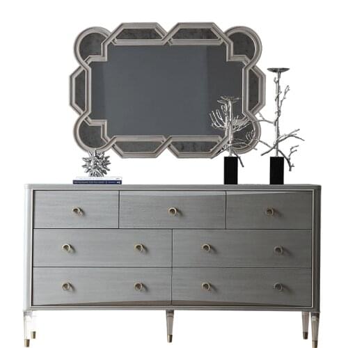 American light luxury solid wood seven bucket cabinet modern simple bedroom cabinet senior gray lockers furniture