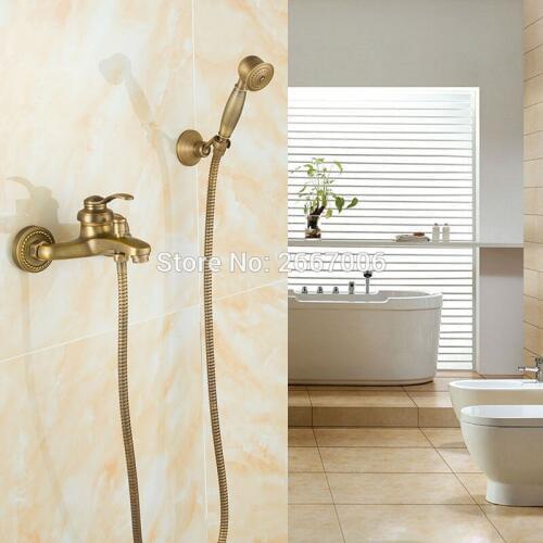 Free shipping European Style Antique Plating Bronze Shower Faucet Set Single Handle Shower Mixer with handshower ZR006