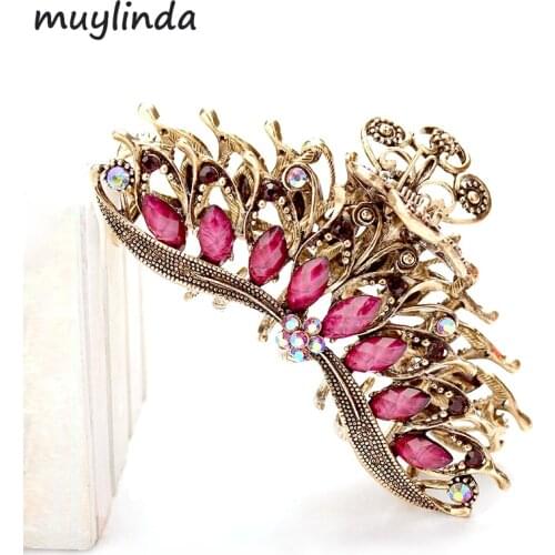 Muylinda Vingage Big Hair Claw Jewelry Antique Bronze Flower Hair Claw Crab Women Hair Accessories