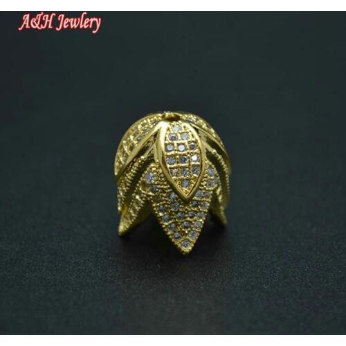 Fine Working Flower Receptacle Shape Cz Beads Setting Charms Fashion Bead Caps For Jewelry Making Materials 10pc/lot