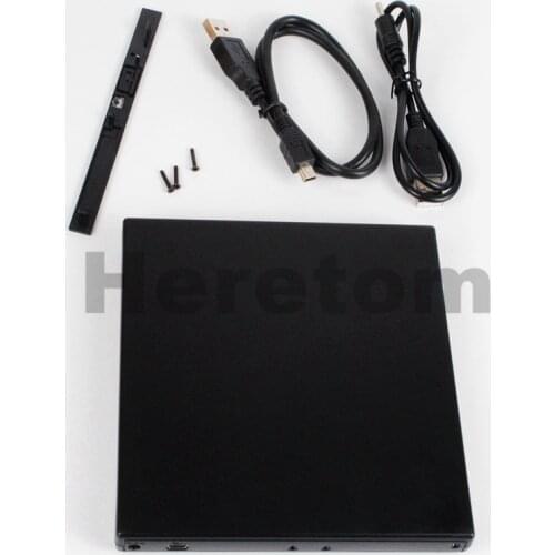 Heretom Slim ABS USB 2.0 SATA to SATA 12.7mm External Optical Drive Case CD DVD-ROM Enclosure for Laptop Notebook